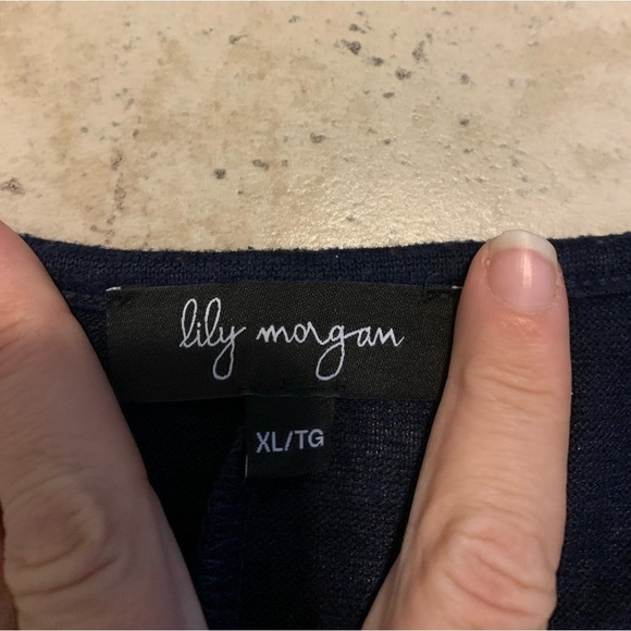 Lily Morgan Navy Blue Sweater with Button Cuffs XL - Picture 4 of 5